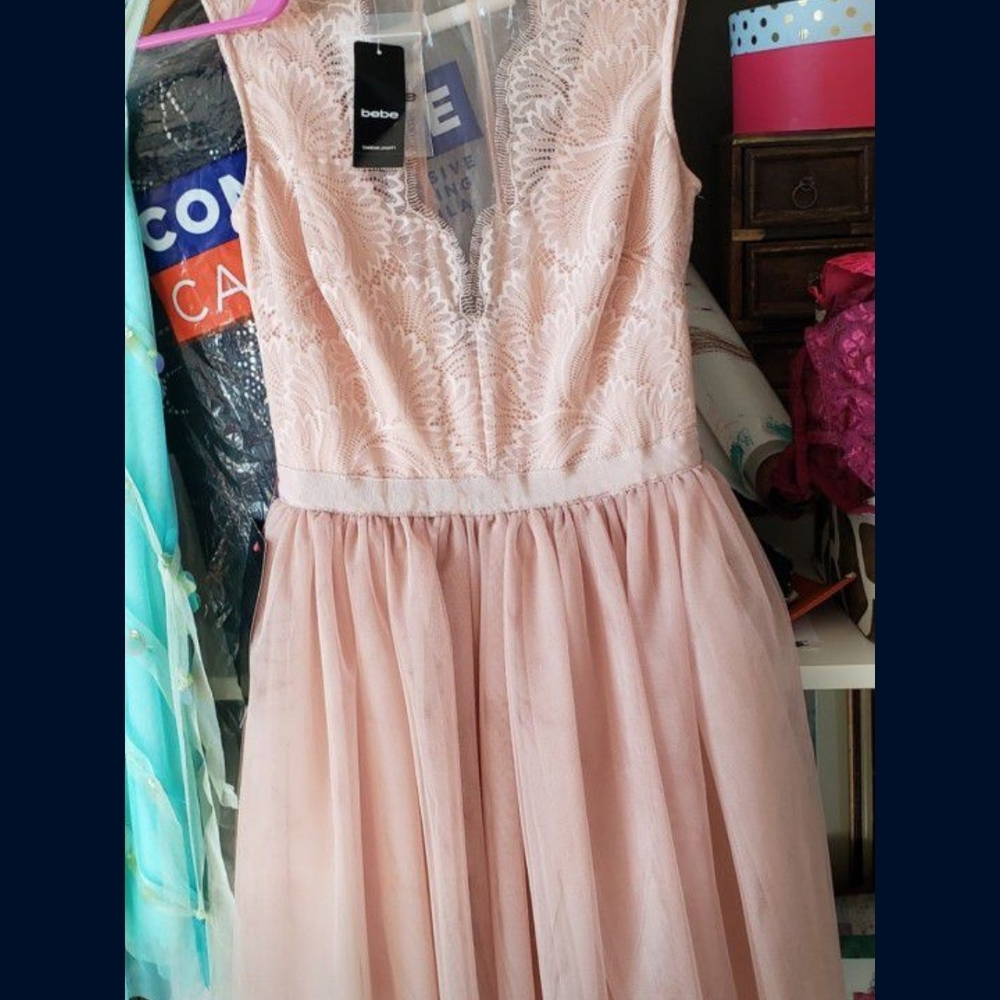 Bebe Pink Lace Dress